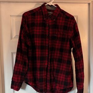 Eddie Bauer Red and Black Plaid Flannel Shirt